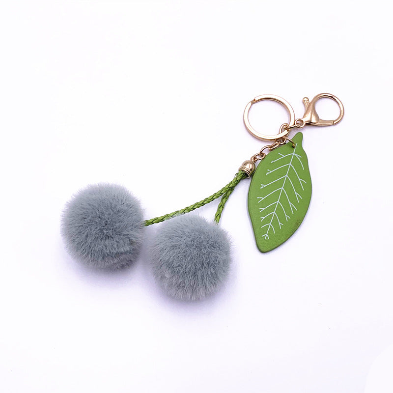 Wholesale Cute Cherry Pom Pom Keychain